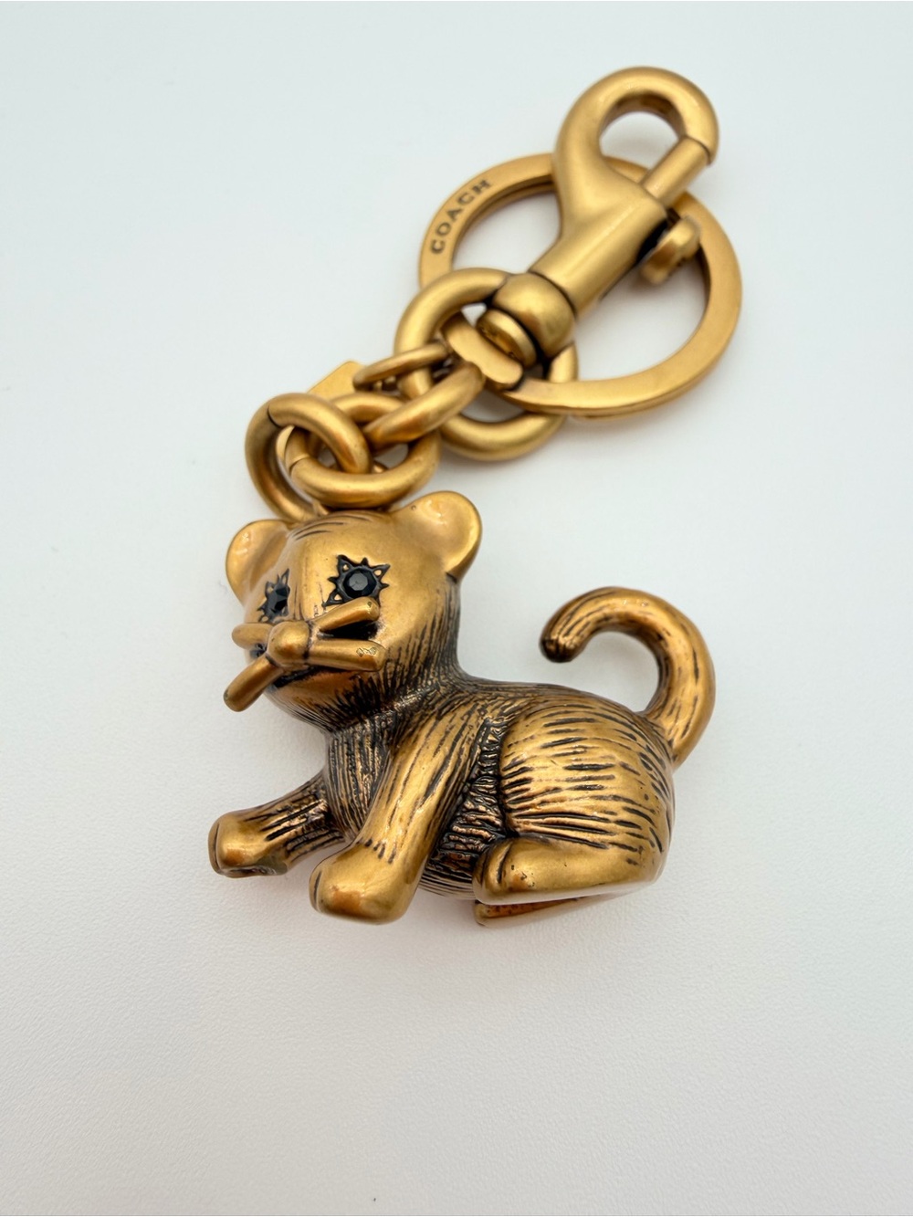 COACH Brass Cat Keychain Charm